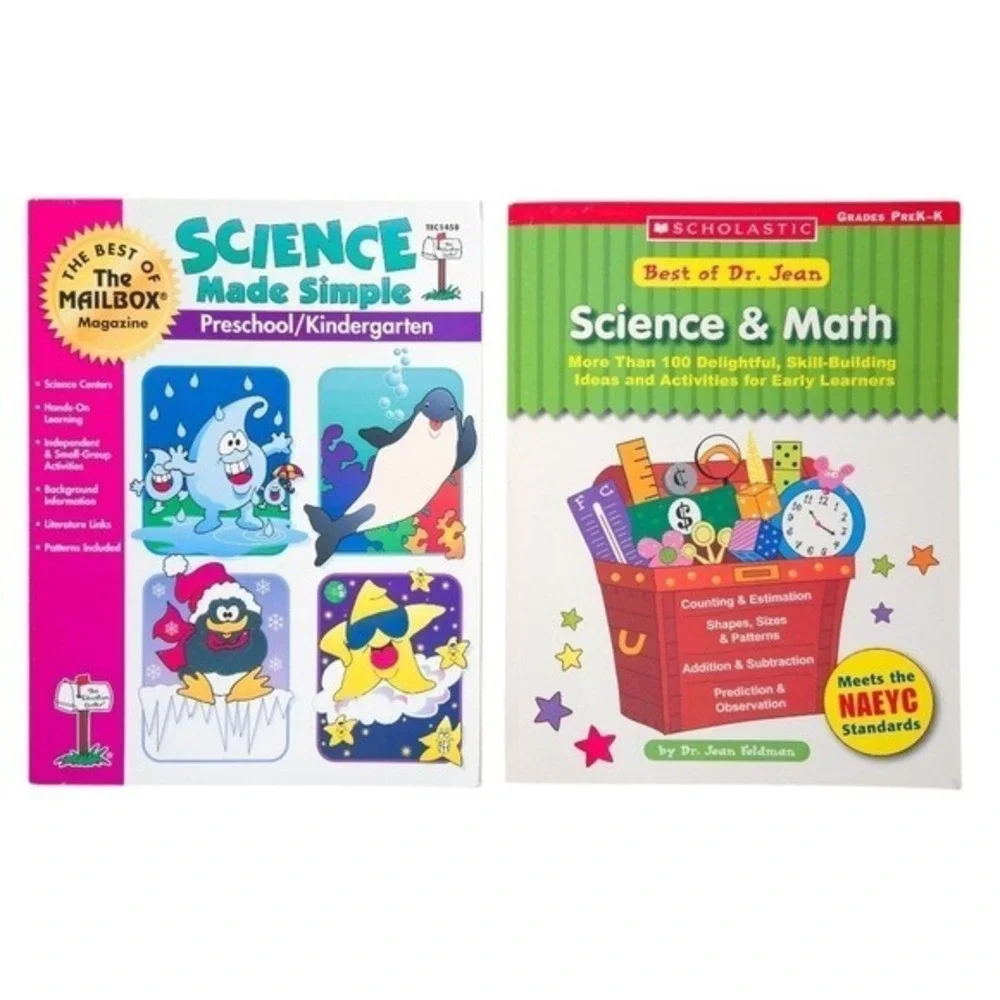 Science & Math Vintage Teaching Activity Books (Set of 2)- Pre-K -‎ Kindergarten